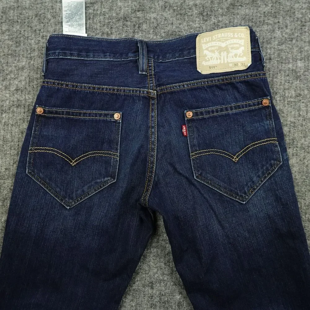 Levis 511 Jeans Mens 30X32 Blue Denim Special‎ Edition 1873 Beige Label Cotton